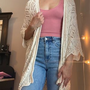 American Eagle Long crochet cardigan/coverup
